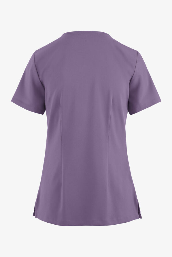 Blusa médica Easy STRETCH Gisele con cordones en el cuello en V y 5 bolsillos para mujer - Purple Dusk - 4