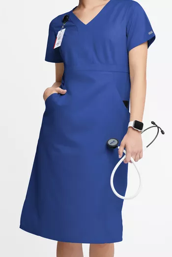 blue nurse dress uniform Royal Blue With White Trim HEALTHCARE & WELLNESS NURSING DRESSES