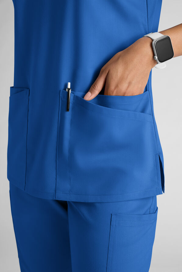 Blusa médica Butter-Soft FLXTEK STRETCH con cuello en V y 5 bolsillos para mujer - Royal - 5