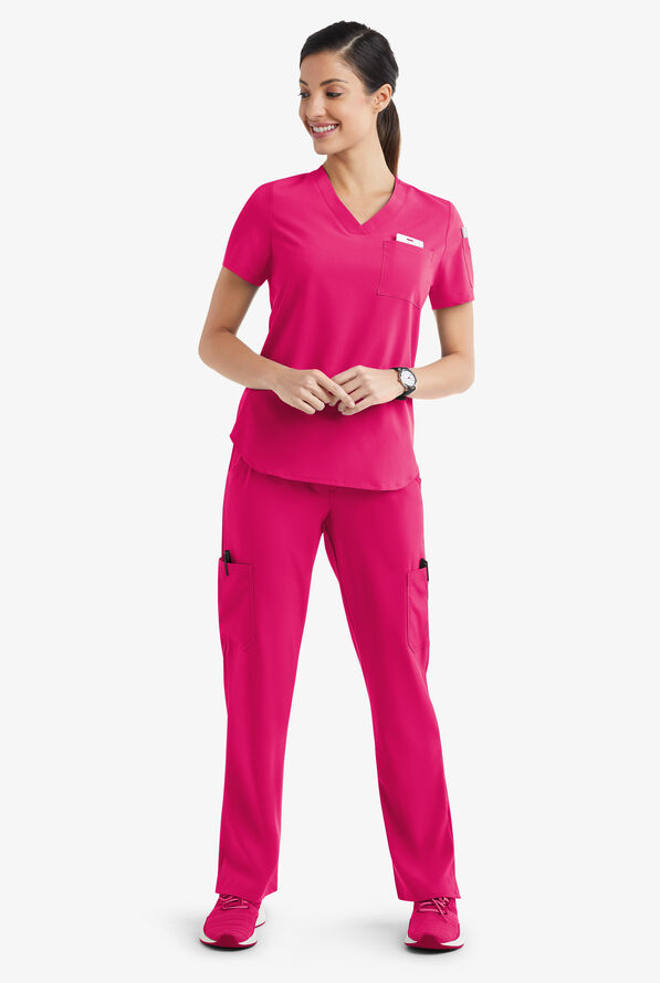 Tafford Active Stretch Women's 7-Pocket Scrub Set - Flirt - 2