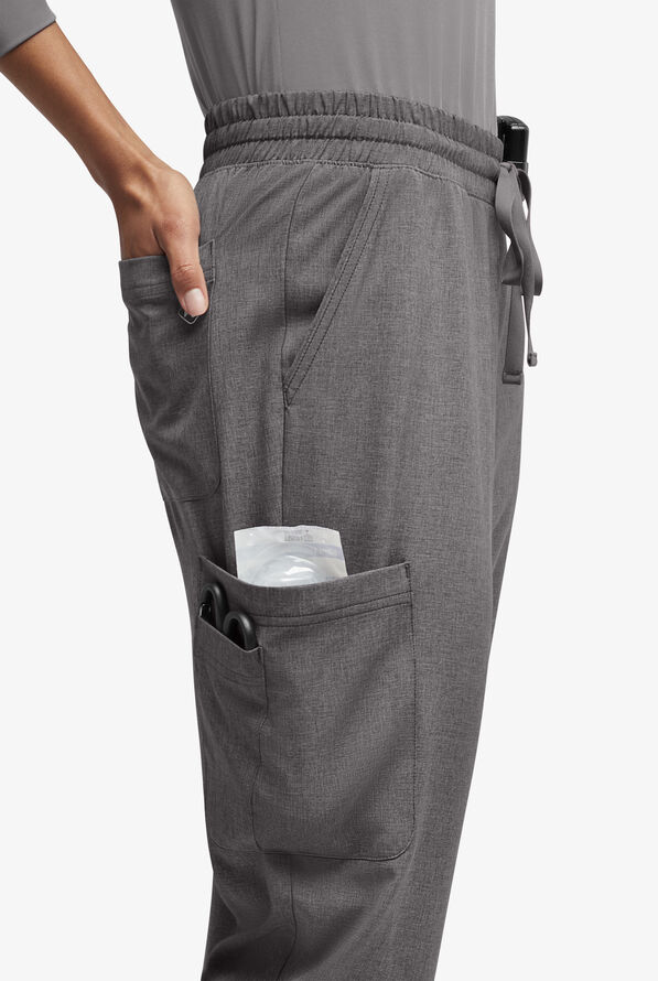 Easy STRETCH Naya Women’s Natural Waist 6-Pocket Straight Leg Scrub Pants - Petite - Graphite Heather - 2