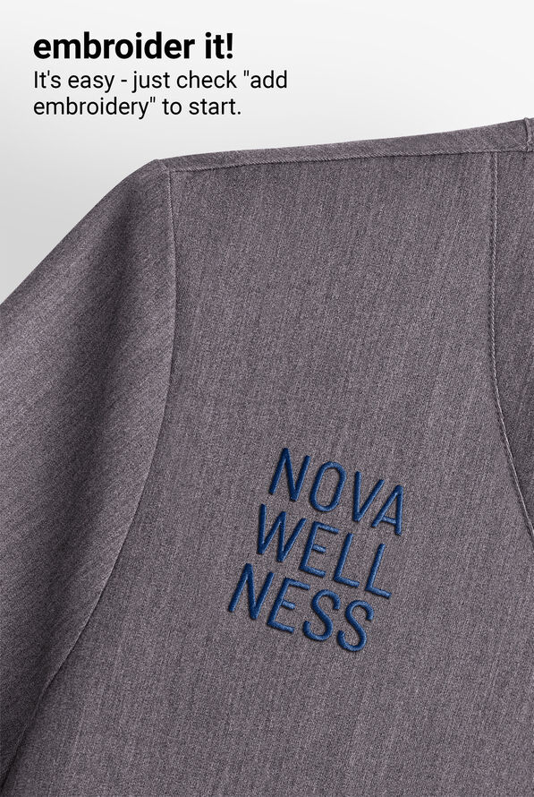 Camisa médica Healing Hands Quest Aidan STRETCH con cuello camisero y 3 bolsillos para hombre - Heather Ash - 3