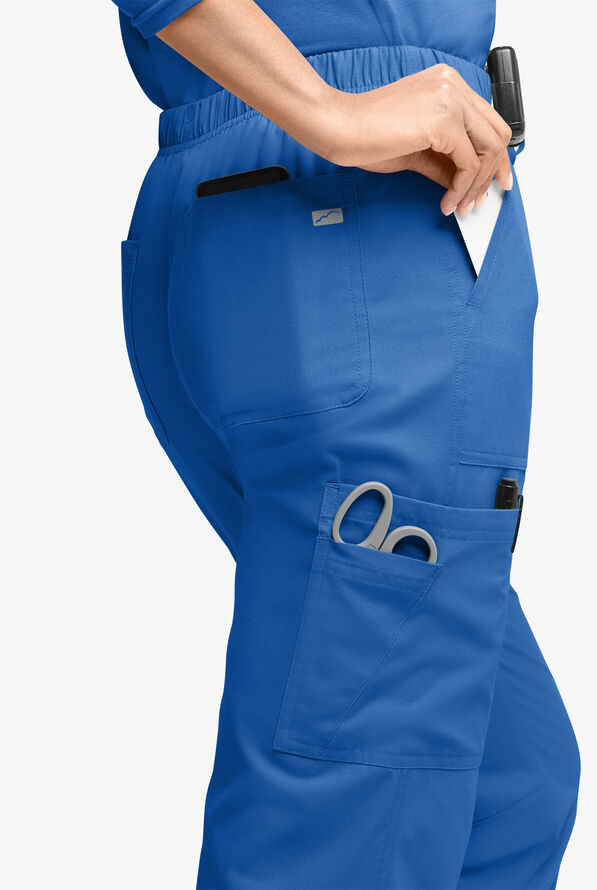 Pantalón médico Butter-Soft Originals de tiro medio estilo cargo con piernas rectas y 7 bolsillos para mujer - Royal - 2