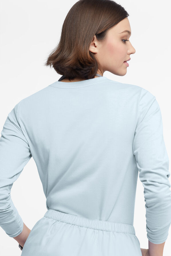 Butter-Soft Originals Women's STRETCH Cotton-Rich Long Sleeve Crew Neck Knit Underscrub - Morning Dew - 3