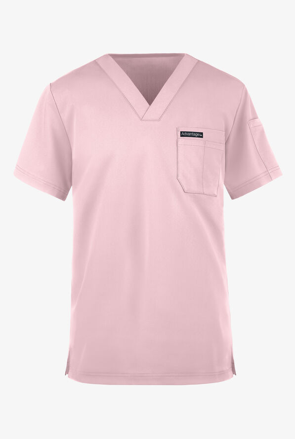 Advantage STRETCH Men's 4-Pocket V-Neck Scrub Top - Light Pink - 1
