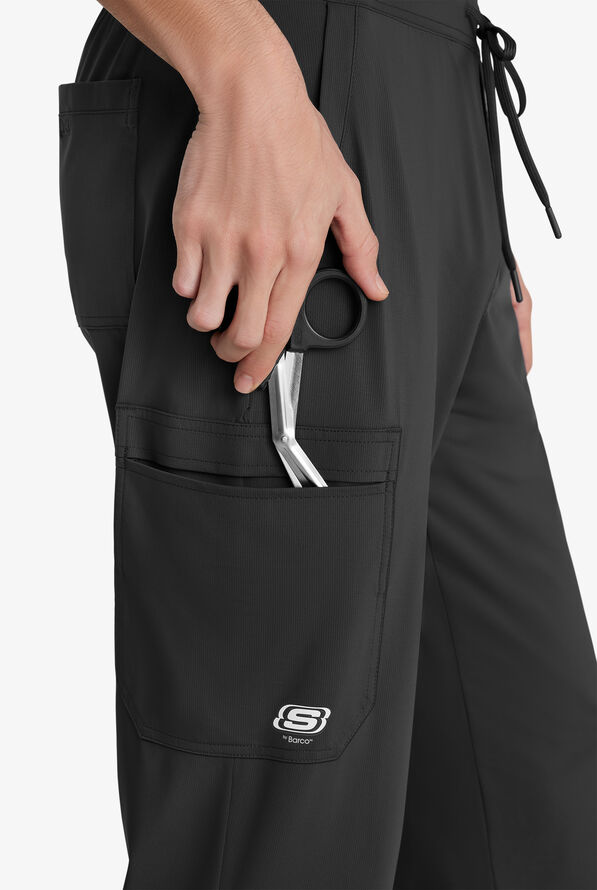 Skechers by Barco Slip-ins Rebound Men's 4-Pocket STRETCH Slim Straight Leg Cargo Scrub Pants - Black - 3