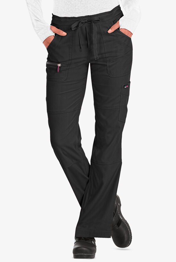 koi Lite™ Peace Women's 6-Pocket Drawstring Scrub Pants - Tall - Black - 1