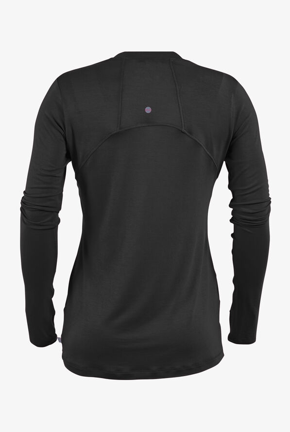 Cherokee Infinity Women's STRETCH Long Sleeve With Thumbholes Knit Underscrub - Black - 2