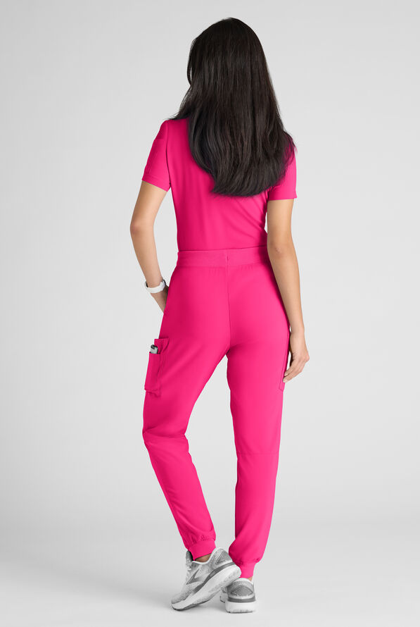 Easy STRETCH Women's 10-Pocket Scrub Set - Reactive Pink - 3