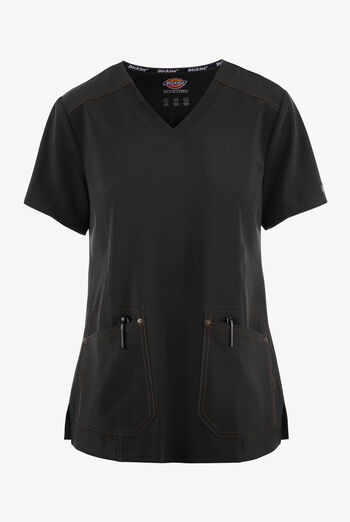 Dickies Riveting Women's 2-Pocket STRETCH Contrast Stitching V-Neck Scrub Top