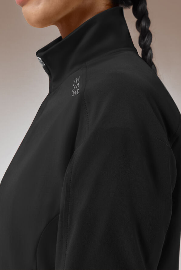 Hypothesis Base Women's 3-Pocket Relaxed Fit Zip Front Scrub Jacket - Jet Black - 3