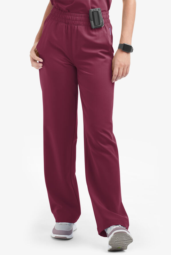MOVEMENT by Butter-Soft Mira Women's 6-Pocket Wide Leg Scrub Pants - Wine - 1