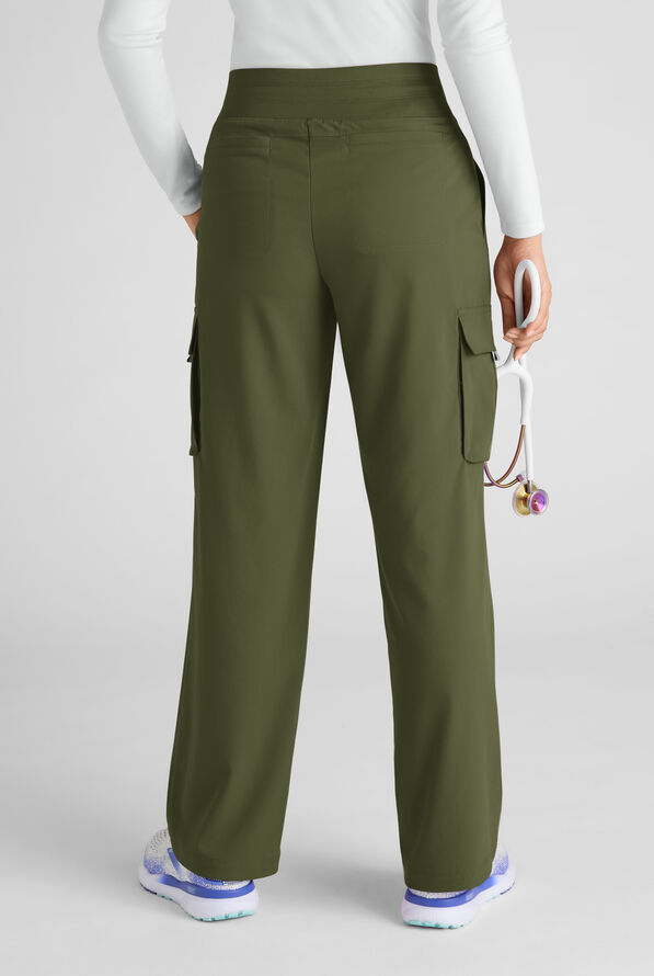 Grey's Anatomy by Barco Emerge Teagan Women's 6-Pocket STRETCH High-Rise Wide Leg Scrub Pants - Olive - 3
