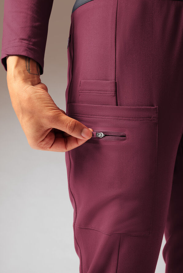Pantalón médico Hypothesis Dynama Y Petite estilo yoga con 7 bolsillos para mujer - Wine/Pewter - 6
