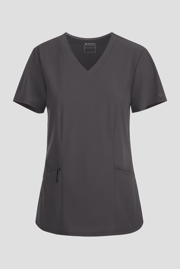 Infinity Pursuit Women's 3-Pocket STRETCH V-Neck Scrub Top - Pewter - 1