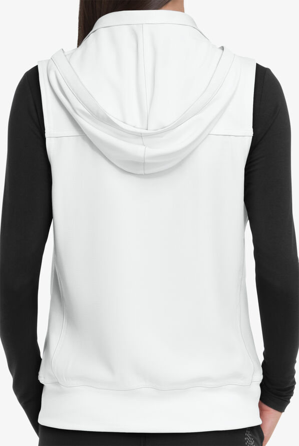 heartsoul Break On Through Women's 4-Pocket STRETCH With Removable Hoodie Scrub Vest - White - 4