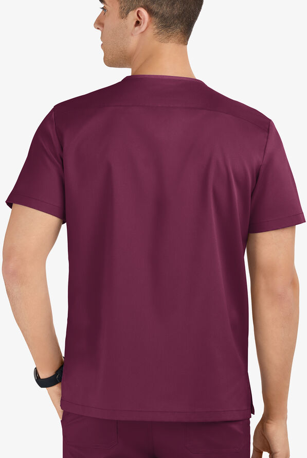 Advantage STRETCH Men's 6-Pocket V-Neck Scrub Top - Wine - 3