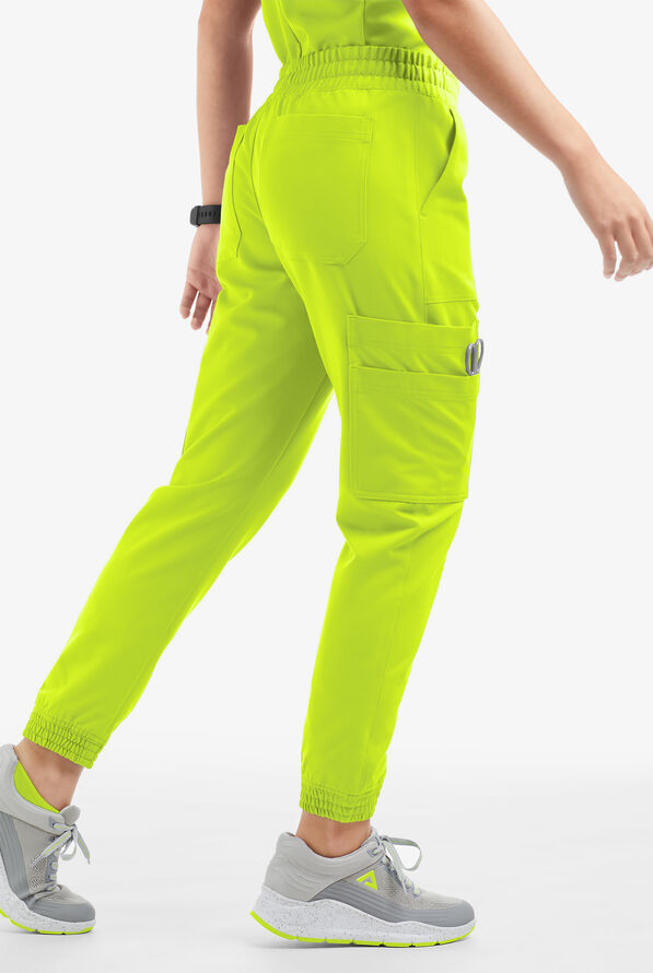Movement by Butter-Soft Cephei Women's 11-Pocket Jogger Scrub Pants - Intense Lime - 3