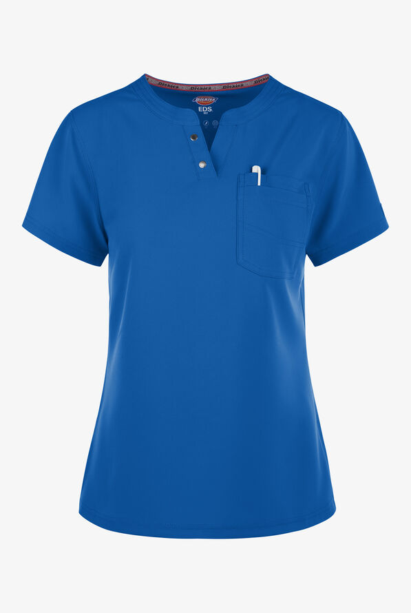 Dickies EDS NXT Women's 1- Pocket Tuck In Henley Scrub Top - Royal - 1