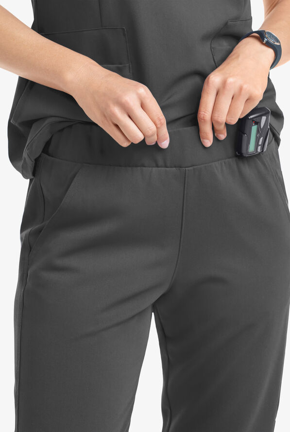 MOVEMENT by Butter-Soft Vega Women's 5-Pocket Flat Front Jogger STRETCH Scrub Pants - Tall - Pewter - 2