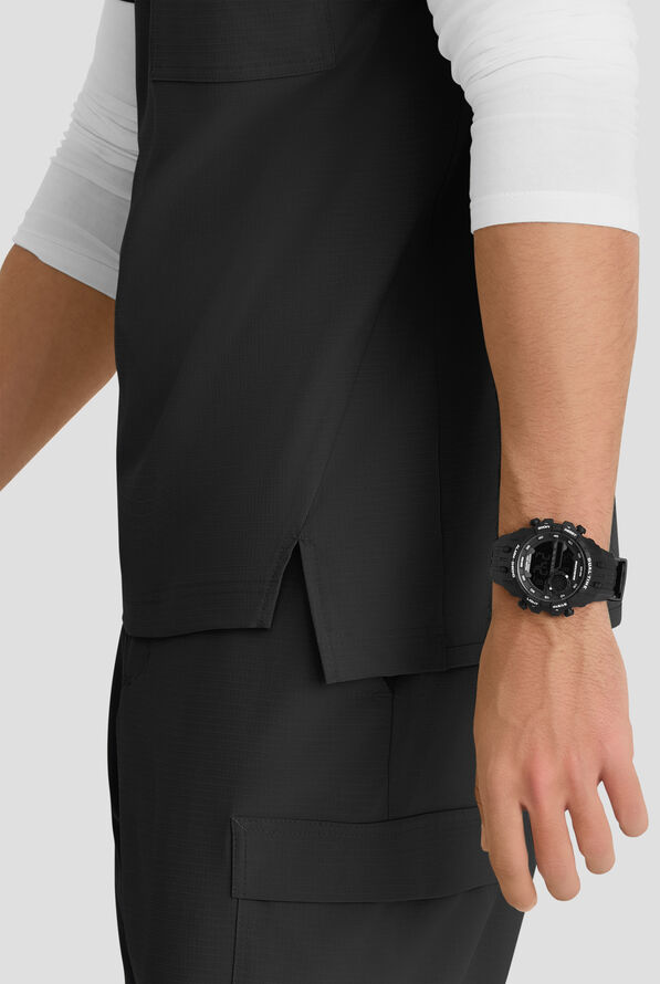 Camisa m&eacute;dica Skechers by Barco MotionTech Station STRETCH con cuello redondo con muesca y 3 bolsillos para hombre - Black - 5