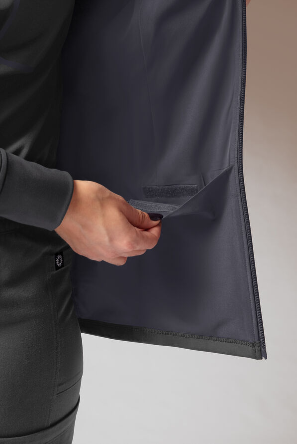 Hypothesis Super-Dermal Women’s Zip Front Multi-Pocket Scrub Jacket - Jet Black/Pewter - 7