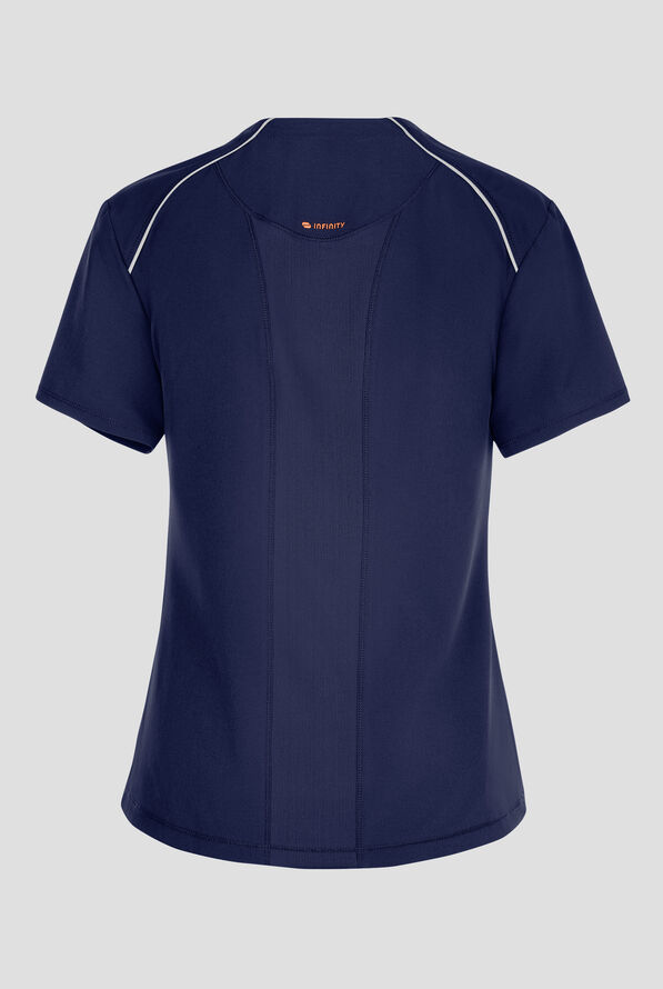 Blusa médica Infinity GNR8 STRETCH estilo henley con cuello de imitación y 1 bolsillo para mujer - Navy - 2