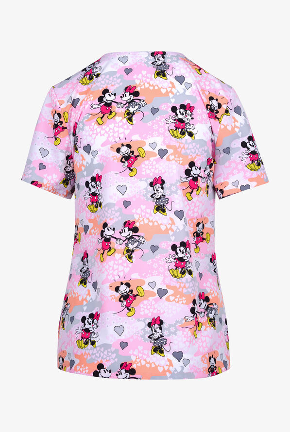 Tooniforms Disney's Friend Frolic Women's 2-Pocket STRETCH V-Neck Print Scrub Top - null - 2