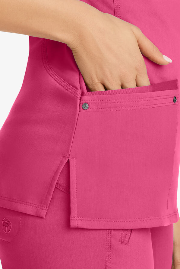 Healing Hands Purple Label Juliet Women's 2-Pocket STRETCH Princess Seam Scrub Top - Shocking Pink - 3