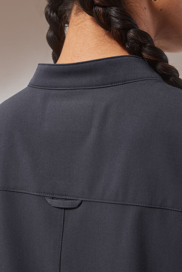 Hypothesis (RED) Meta Oversized Women's 2-Pocket STRETCH Dolman Sleeve Scrub Top - Pewter - 3