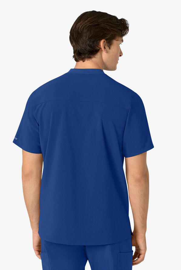 Carhartt Cross-Flex Men's 3-Pocket STRETCH Zip Pocket Henley Banded Collar Scrub Top - Royal - 4