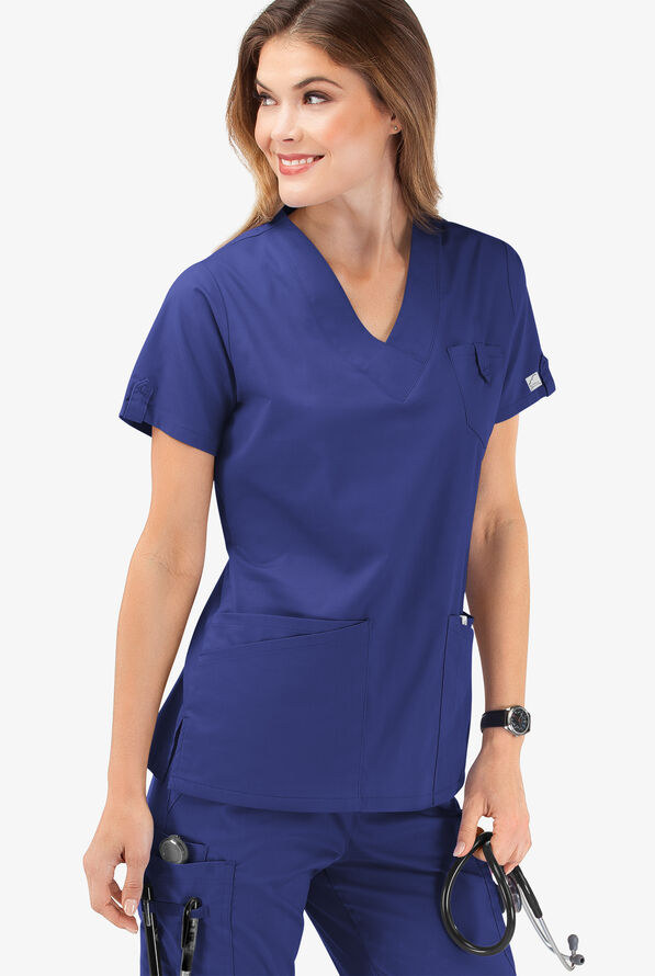 Butter-Soft STRETCH Women's 6-Pocket V-Neck Scrub Top - Galaxy - 6