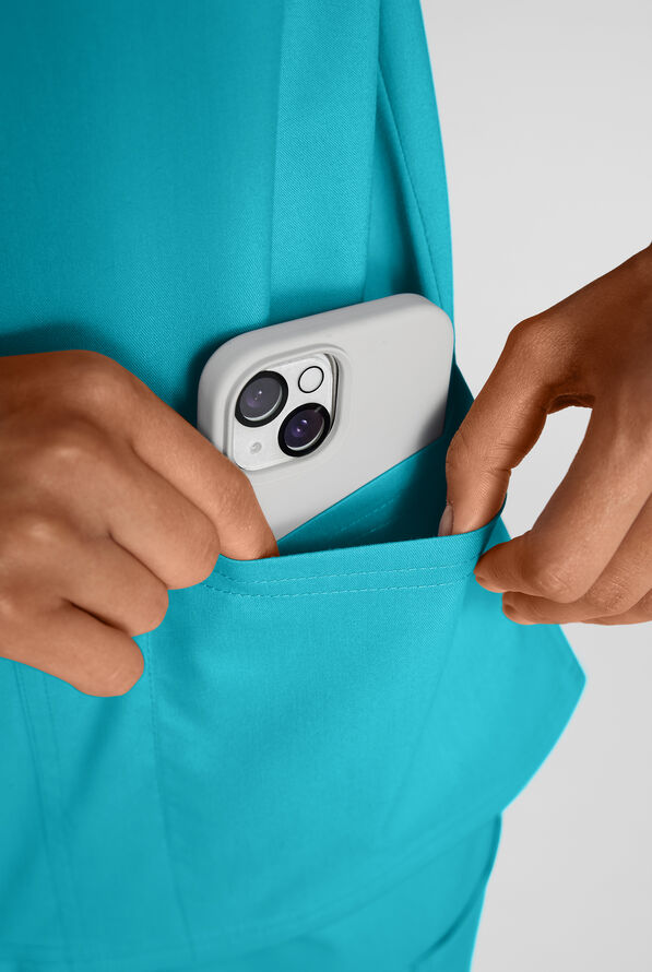 Blusa m&eacute;dica Butter-Soft STRETCH con cuello en V y 4 bolsillos para mujer - Teal - 5