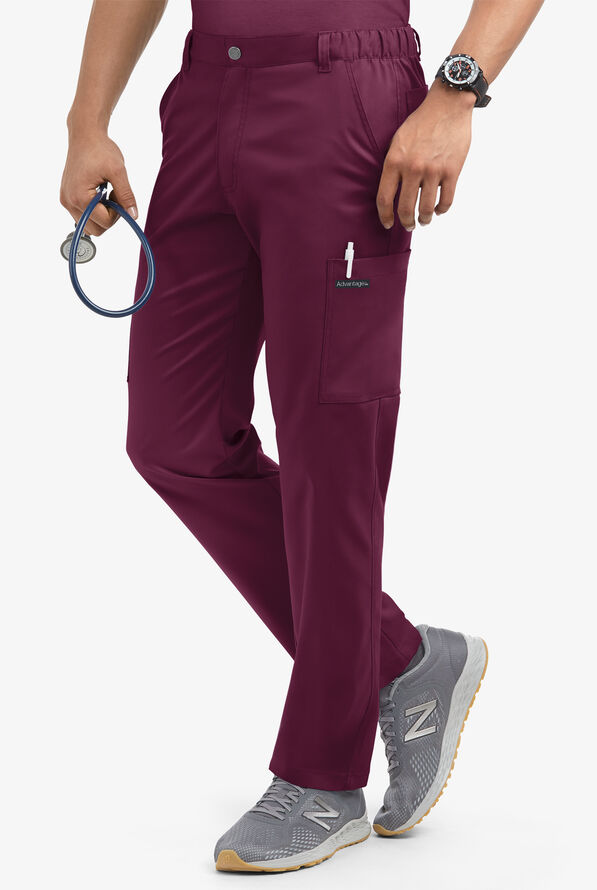 Advantage STRETCH Men's 8-Pocket Cargo Scrub Pants - Wine - 1