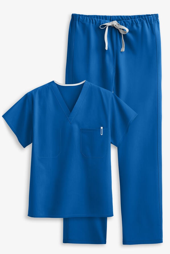 Strictly Scrubs Unisex 4-Pocket Reversible Scrub Set - Royal - 1