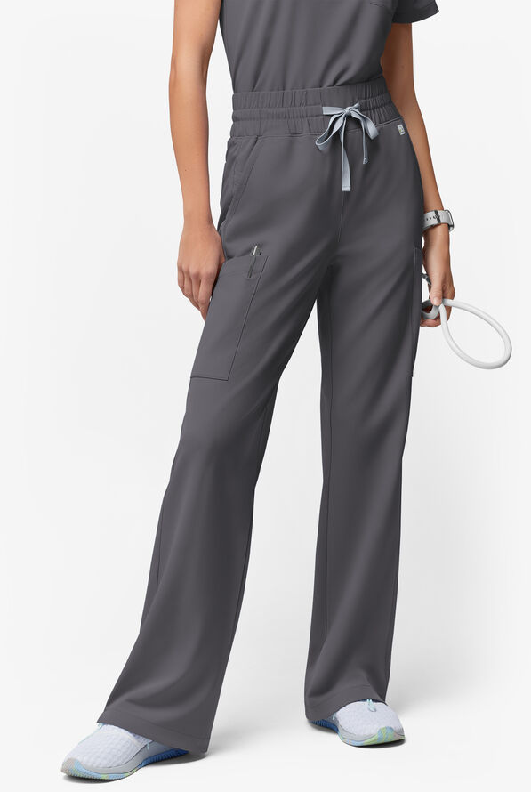 ReSurge Crystal Women's 7-Pocket High Waisted Wide Leg Pant - Petite - Pewter - 1