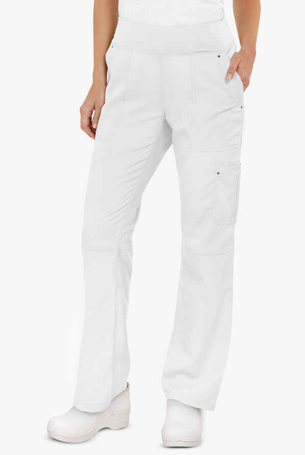 Healing Hands Purple Label Tori Women's 5-Pocket STRETCH Yoga Scrub Pants - Tall - White - 1