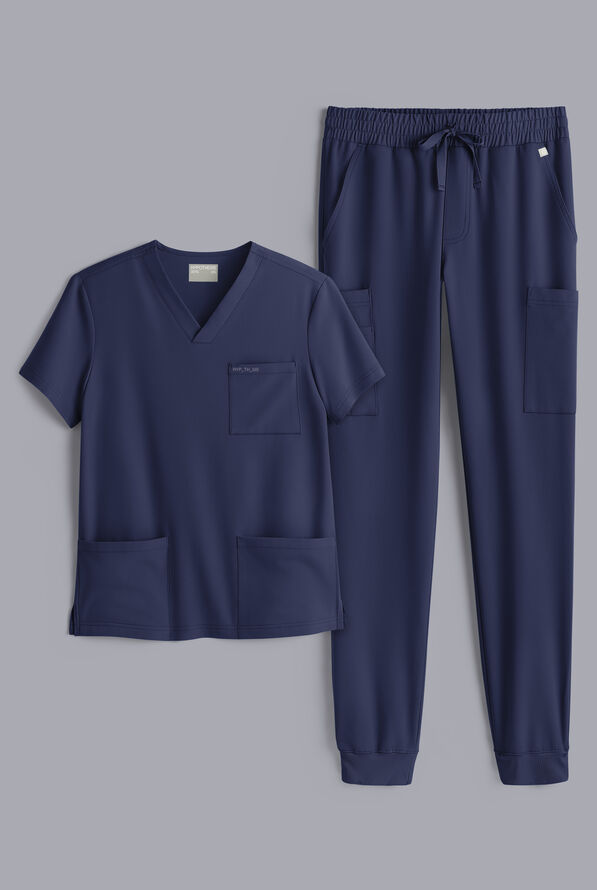 Conjunto de uniforme médico Hypothesis S-R Shift Ready estilo jogger con cuello en V para hombre - Navy - 1