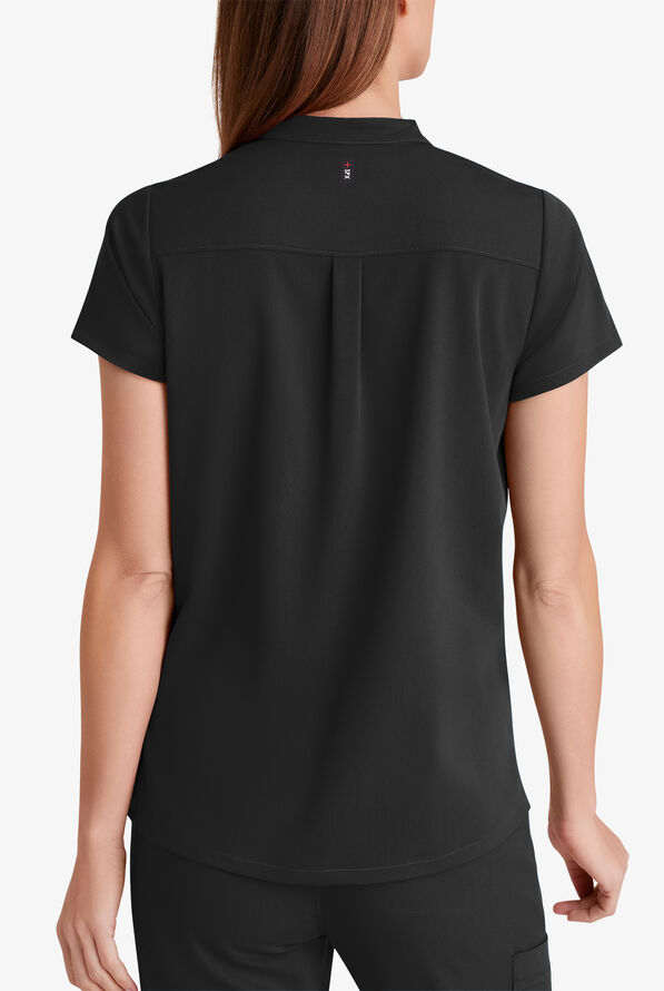 Blusa médica Grey's Anatomy™ by Barco Spandex STRETCH Avery con cuello mao y 2 bolsillos para mujer - Black - 2