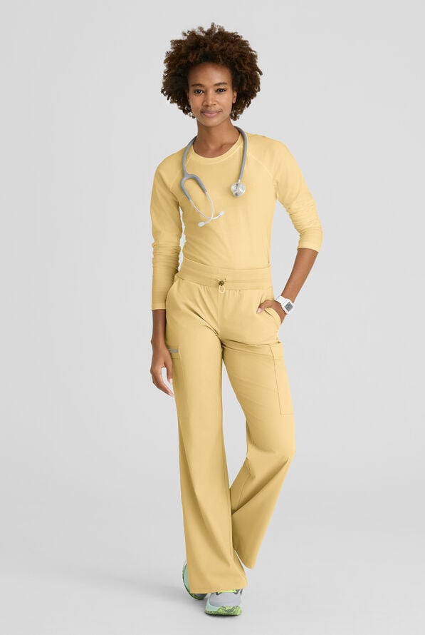 Skechers by Barco Ripstop Explore Women's 5-Pocket STRETCH Cargo Fit & Flare Scrub Pants - Soft Citrine - 4