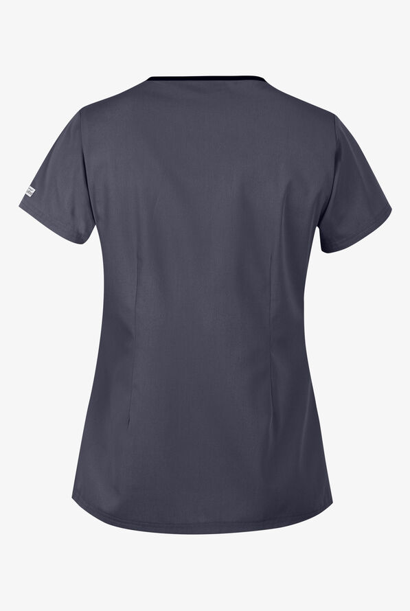 UA Best Buy Scrubs Women's 4-Pocket Princess Seam Scrub Top - Grey Stone/Black - 2