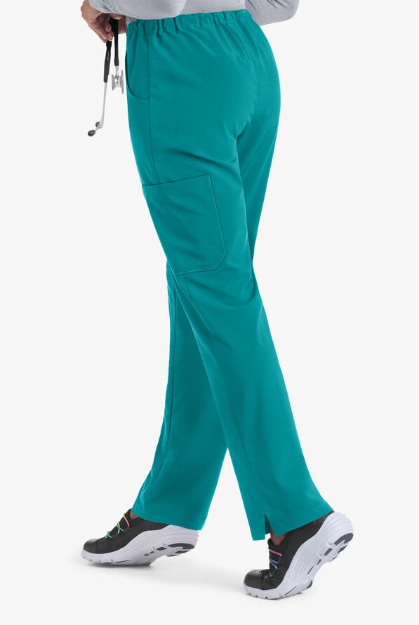 Easy STRETCH Eden Women's 4-Pocket Drawstring Scrub Pants - Teal - 2