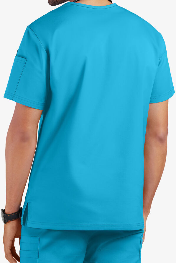 Camisa m&eacute;dica UA Butter-Soft STRETCH con cuello en V y 4 bolsillos para hombre  - Turquoise - 3
