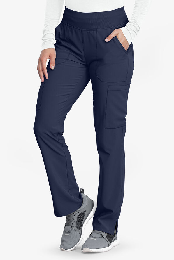 Dickies EDS Essentials Women's 7-Pocket STRETCH Elastic Waistband Cargo Scrub Pants - Petite - Navy - 1