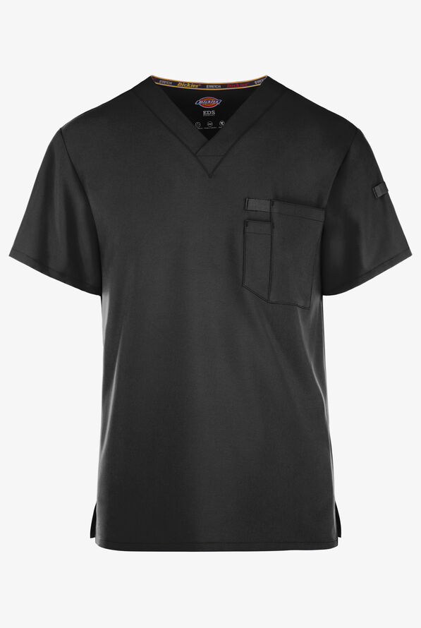 Dickies EDS Essentials Men's 1-Pocket STRETCH V-Neck Scrub Top - Black - 1