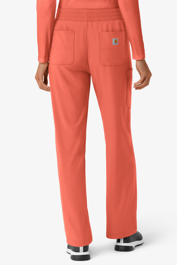 Carhartt Cross-Flex Force Boot Cut Women's 6-Pocket STRETCH Convertible Drawstring Cargo Scrub Pants - Dusty Cedar - 2