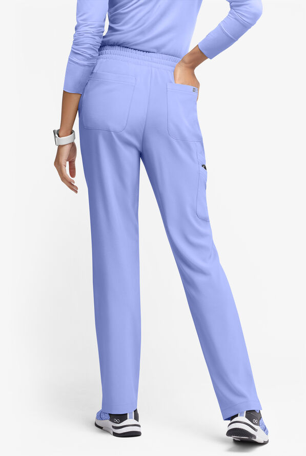 Easy STRETCH Naya Women’s Natural Waist 6-Pocket Straight Leg Scrub Pants - Petite - Ceil Blue - 5