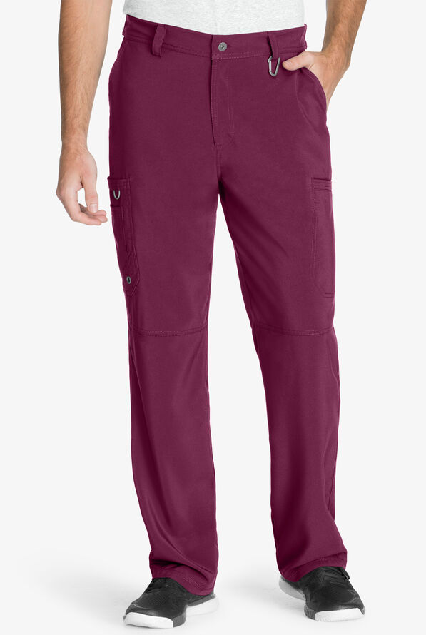 Pantalón médico Cherokee Infinity estilo cargo con piernas estrechas y 5 bolsillos para hombre - Wine - 1