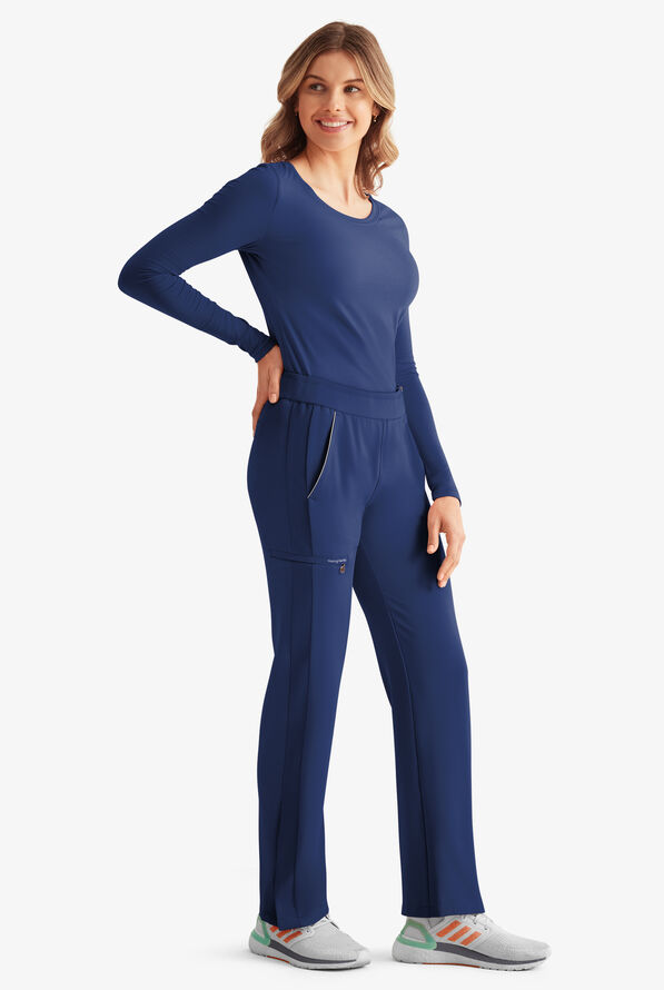 360 by Healing Hands Nova Women's 5-Pocket STRETCH Snap Bottom Scrub Pants - Navy - 2