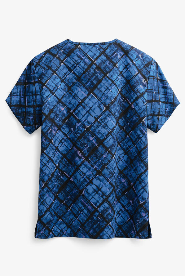 Dickies EDS Painterly Plaid Men's 1-Pocket V-Neck Print Scrub Top - null - 2
